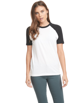 Next Level Apparel 3650 Unisex Raglan Short Sleeve in Black/ white