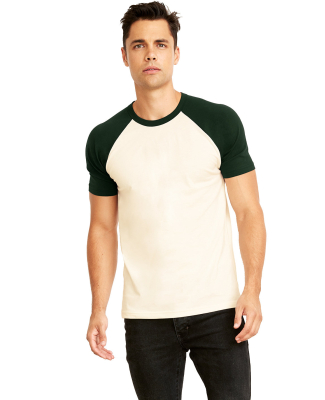 Next Level Apparel 3650 Unisex Raglan Short Sleeve in Forest green/ natural