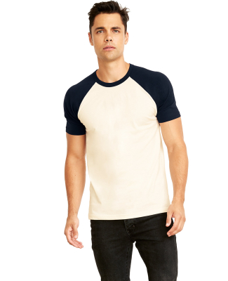 Next Level Apparel 3650 Unisex Raglan Short Sleeve in Midnight navy/ natural
