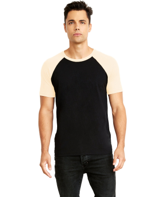 Next Level Apparel 3650 Unisex Raglan Short Sleeve in Natural/ black