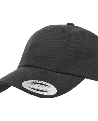 Yupoong 6245PT Peached Cotton Twill Dad Cap in Black