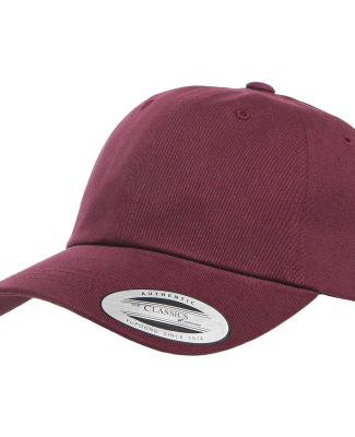 Yupoong 6245PT Peached Cotton Twill Dad Cap in Maroon