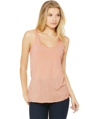 BELLA 8430 Womens Tri-blend Racerback Tank in Peach triblend