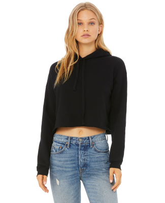Bella + Canvas 7502 Women's Cropped Fleece Hoodie in Black