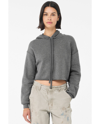 Bella + Canvas 7502 Women's Cropped Fleece Hoodie in Deep heather