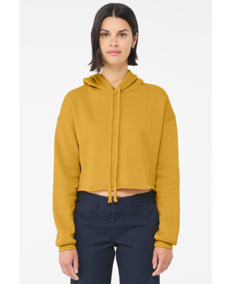 Bella + Canvas 7502 Women's Cropped Fleece Hoodie in Heather mustard
