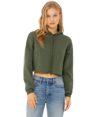 Bella + Canvas 7502 Women's Cropped Fleece Hoodie in Military green