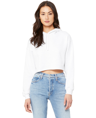 Bella + Canvas 7502 Women's Cropped Fleece Hoodie in White