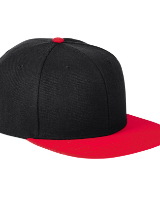 Big Accessories BA539 Flat Bill Sport Cap in Black/ red