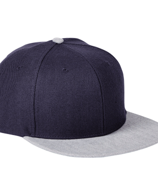 Big Accessories BA539 Flat Bill Sport Cap in Navy/ heather grey