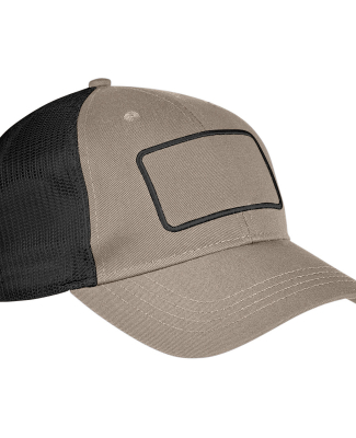 Big Accessories BA656T Patch Trucker Cap in Khaki/ black/ black
