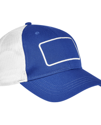 Big Accessories BA656T Patch Trucker Cap in Royal/ white/ white