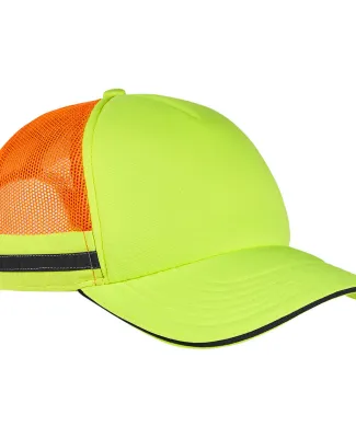 Big Accessories BA661 Safety Trucker Cap in Neon ylw/ ne org