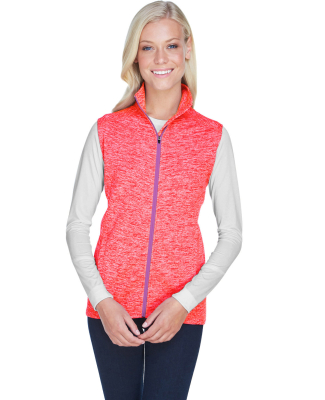 J America 8625 Cosmic Fleece Women's Vest in Fire coral/ magenta