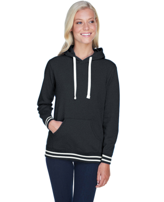 J America 8651 Relay Women's Hooded Pullover Sweat in Black