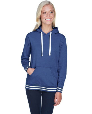 J America 8651 Relay Women's Hooded Pullover Sweat in Navy