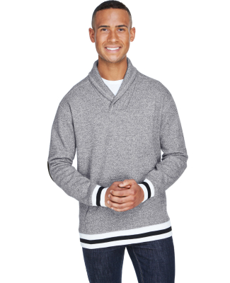 J America 8704 Peppered Fleece Shawl Collar in Pepper/ black
