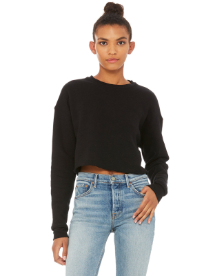 Bella + Canvas 7503 Women's Cropped Crew Fleece in Black