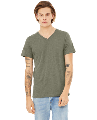 BELLA+CANVAS 3005 Cotton V-Neck T-shirt in Olive slub