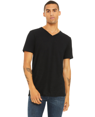 BELLA+CANVAS 3005 Cotton V-Neck T-shirt in Solid black slub
