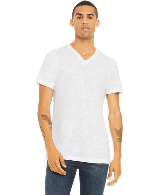 BELLA+CANVAS 3005 Cotton V-Neck T-shirt in White slub