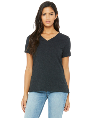 BELLA 6405 Ladies Relaxed V-Neck T-shirt in Charcoal black triblend