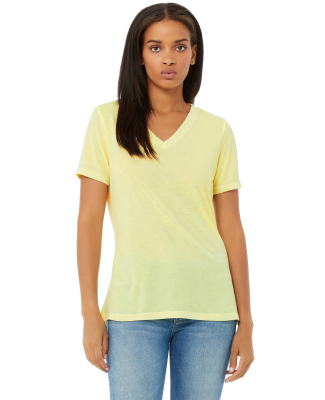 BELLA 6405 Ladies Relaxed V-Neck T-shirt in Pale yellow triblend