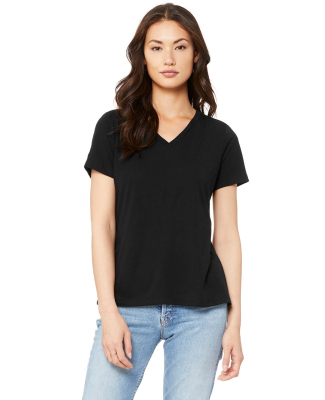 BELLA 6405 Ladies Relaxed V-Neck T-shirt in Solid black triblend