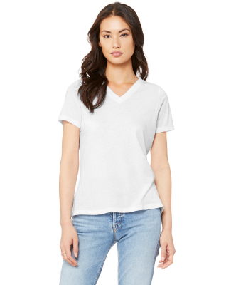 BELLA 6405 Ladies Relaxed V-Neck T-shirt in Solid white triblend