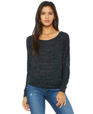 BELLA 8850 Womens Long Sleeve Dolman Top in Black marble