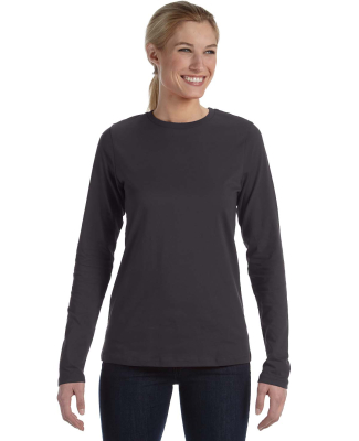 BELLA 6450 Womens Long Sleeve Missy T-Shirt in Dark grey heather