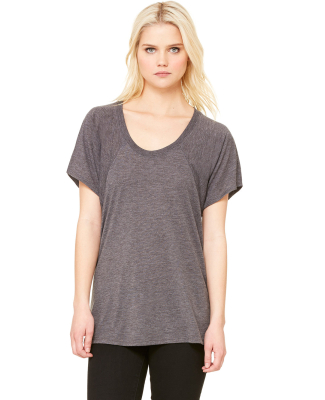 BELLA 8801 Womens Jersey Flowy Shirt in Dark grey heather