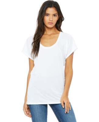 BELLA 8801 Womens Jersey Flowy Shirt in White
