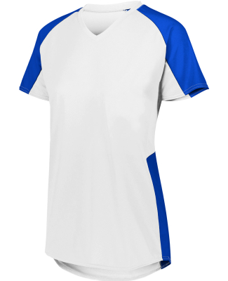 Augusta Sportswear 1523 Girls Cutter Jersey T-Shir in White/ royal