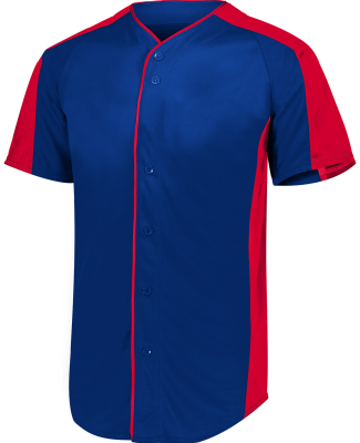 Augusta Sportswear 1655 Adult Full-Button Baseball in Navy/ red