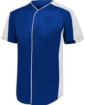 Augusta Sportswear 1655 Adult Full-Button Baseball in Navy/ white