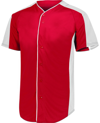 Augusta Sportswear 1655 Adult Full-Button Baseball in Red/ white