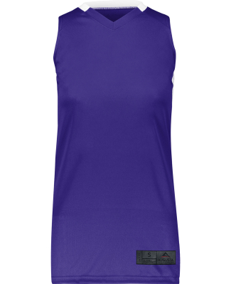 Augusta Sportswear 1732 Ladies' Step-Back Basketba in Purple/ white