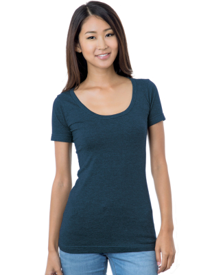 Bayside Apparel 3405 Junior's 4.2 oz., Fine Jersey in Heather navy