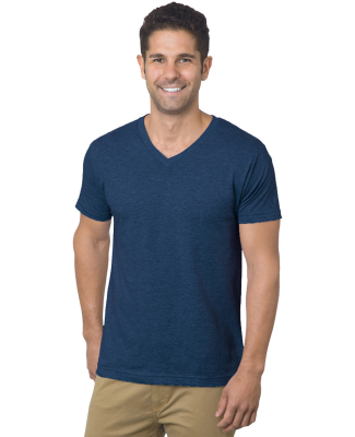 Bayside Apparel 5025 Unisex 4.2 oz., Fine Jersey V in Heather navy