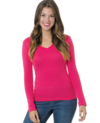 Bayside Apparel 3415 Junior's 4.2 oz.,  Fine Jerse in Bright Pink