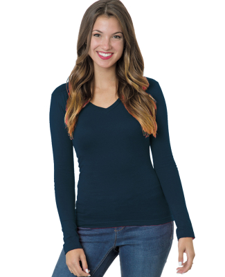 Bayside Apparel 3415 Junior's 4.2 oz.,  Fine Jerse in Navy