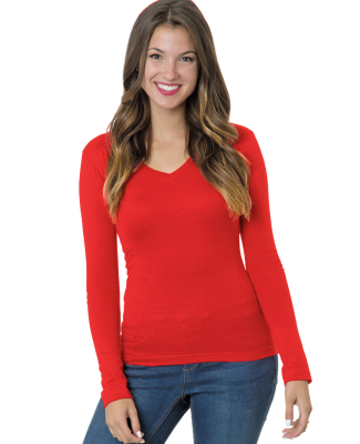 Bayside Apparel 3415 Junior's 4.2 oz.,  Fine Jerse in Red