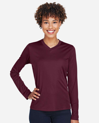 Team 365 TT11WL Ladies' Zone Performance Long-Slee in Sport dark maroon