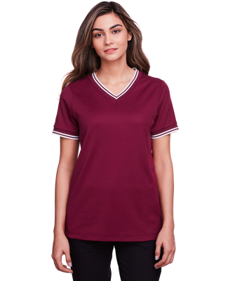 Devon and Jones DG20CW Ladies' CrownLux Performanc in Burgundy/ white