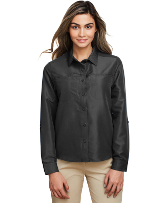 Harriton M580LW Ladies' Key West Long-Sleeve Perfo in Dark charcoal