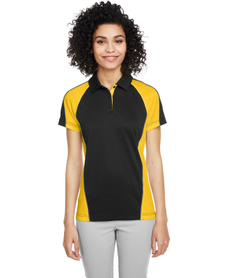 Harriton M385W Ladies' Advantage Snag Protection P in Black/ sunray yellow/ dark charcoal