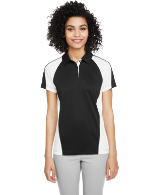Harriton M385W Ladies' Advantage Snag Protection P in Black/ white/ dark charcoal