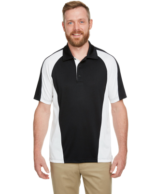 Harriton M385 Men's Advantage Snag Protection Plus in Black/ white/ dark charcoal