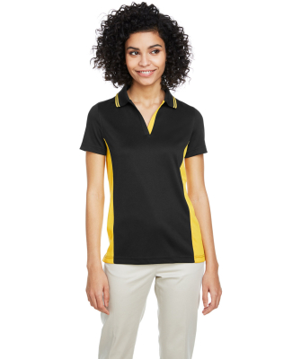 Harriton M386W Ladies' Flash Snag Protection Plus  in Black/ sunray yellow